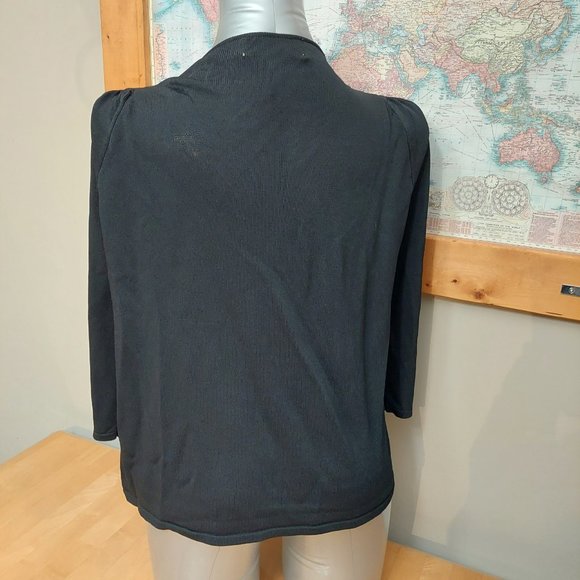 Joseph A. Black Cardigan L/S Metal-Embellished Collar Women's Size Large - Picture 2 of 11